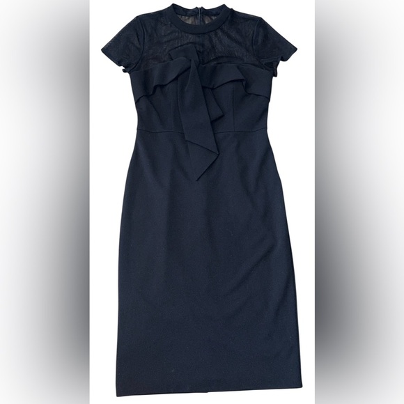 JS Collections Black Dress with Ruffle Detail, and a Sheer top - Picture 2 of 5